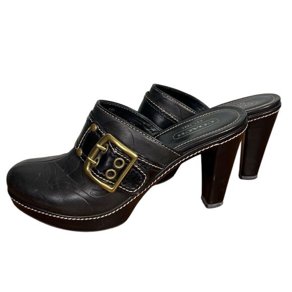 Coach Candace Leather Platform Mules Clogs 7 1/2 B euc - Picture 1 of 7